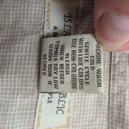 Island Republic chemise 100% lin marron clair crème micro carreaux taille M