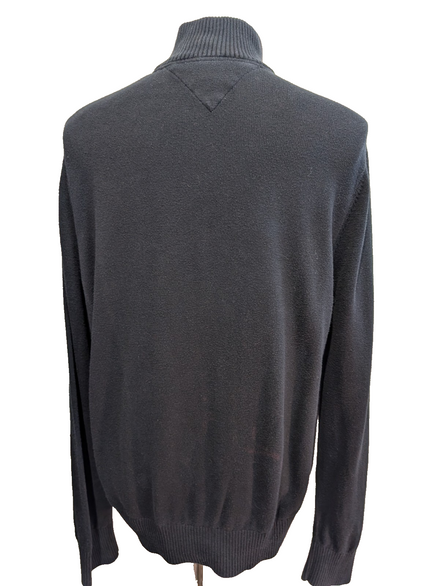 Pull col zippé Tommy Hilfiger vintage noir profond homme taille L/XL