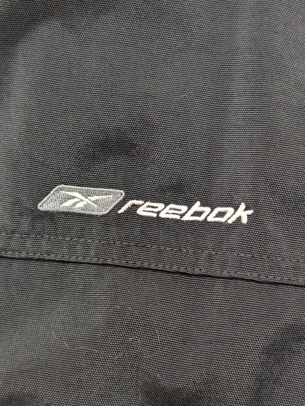 REEBOK Manteau Blouson Vintage Matelassé Noir Gris Capuche Col Taille L | 310BSR