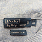 Pull Polo by Ralph Lauren col V bleu gris coton Pima logo taille XL
