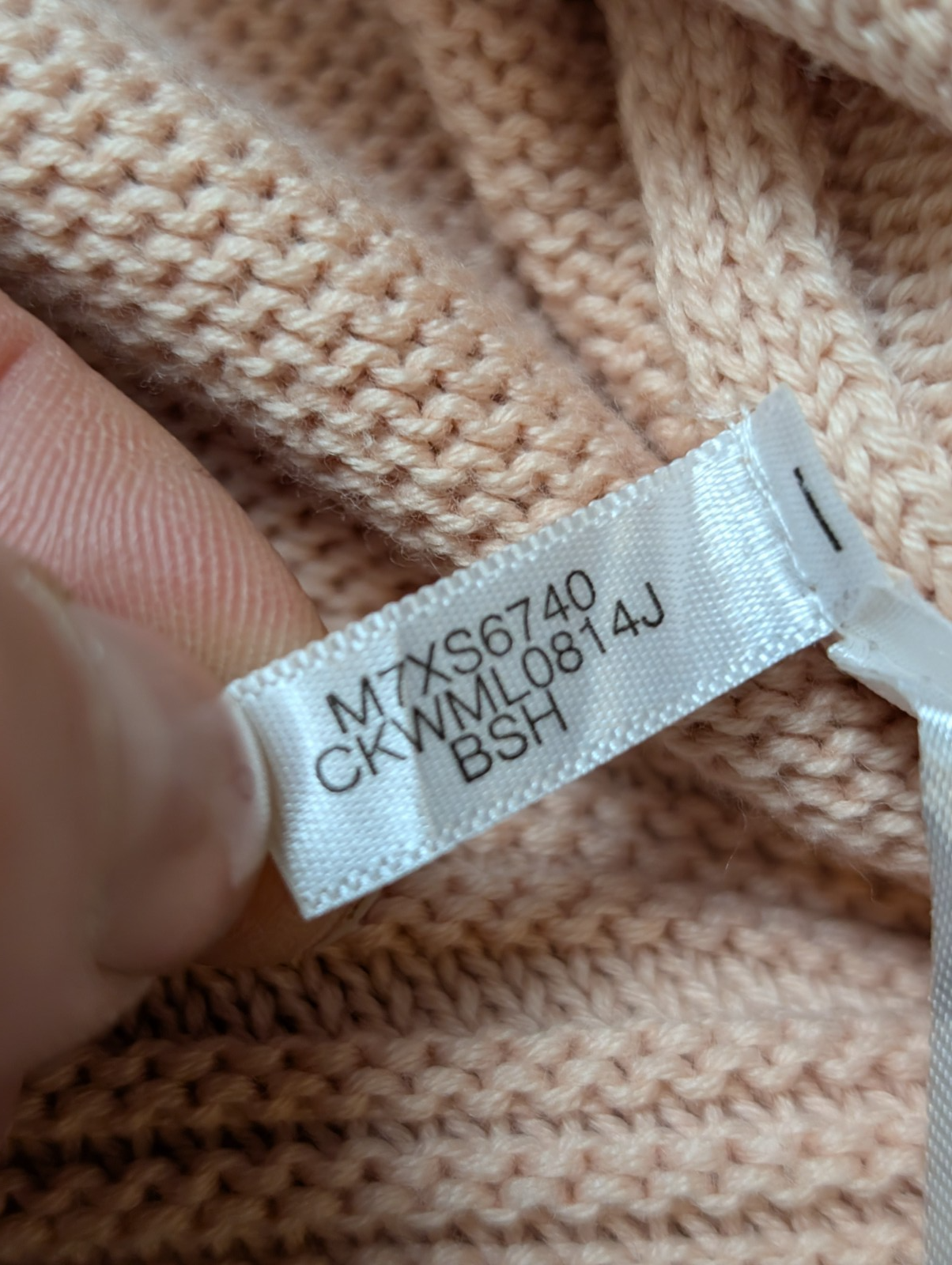 Pull Calvin Klein Vintage femme Grand Col Roulé Rose Saumon - Taille L