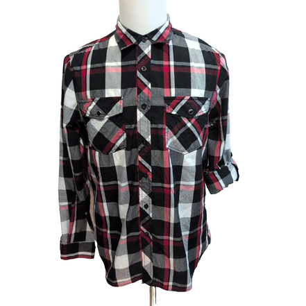 Chemise Eighty Eight M Noir Rouge 2 Poches Manches Retractables