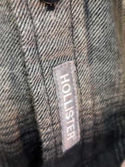 Chemise Flanelle HOLLISTER Homme L Noire Crème Carreaux Ajustée |284S