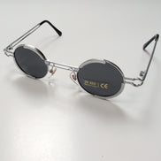 Lunettes de soleil Y2K Branche fine Métal Gris Ronde Hippie ✌️