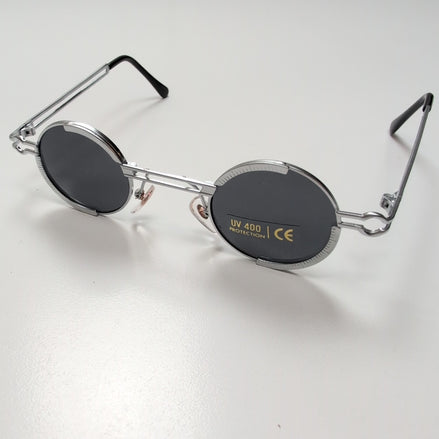 Lunettes de soleil Y2K Branche fine Métal Gris Ronde Hippie ✌️