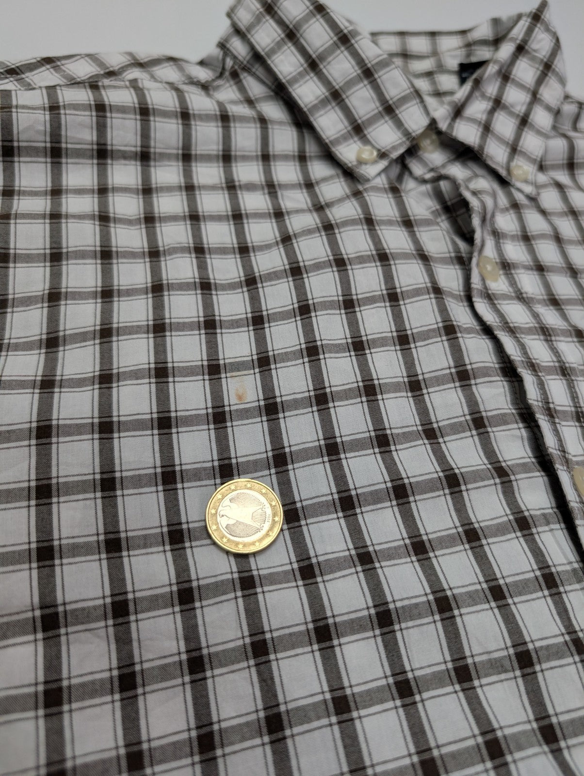 Chemise Chaps manches courtes marron et blanc à carreaux taille L #231msch