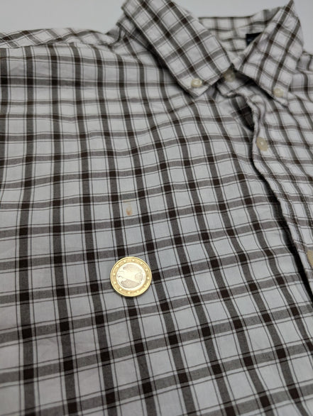 Chemise Chaps manches courtes marron et blanc à carreaux taille L #231msch