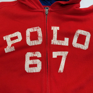 Veste à capuche Polo Ralph Lauren rouge Polo 67 flocage vintage S