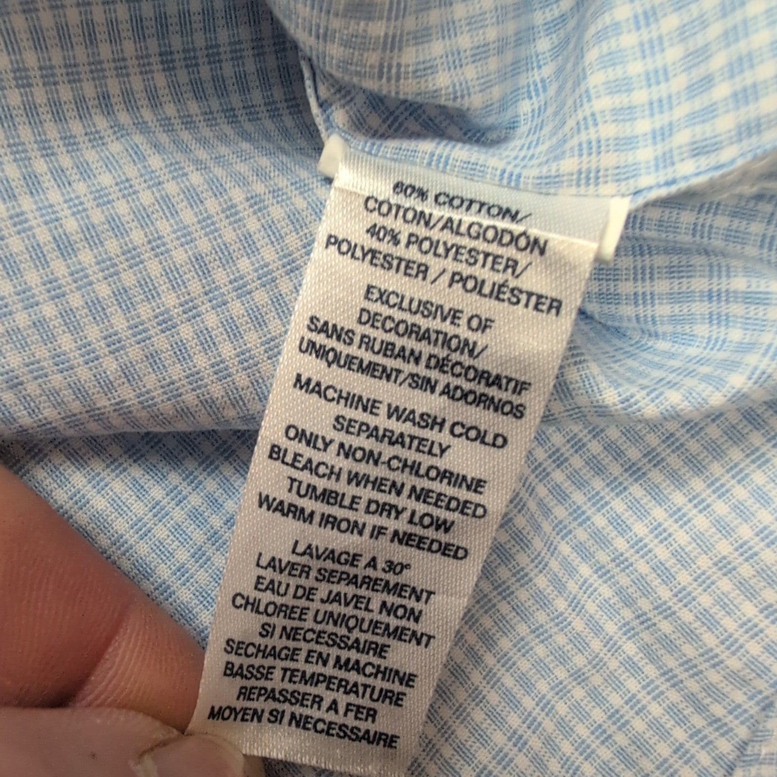 Chemise Chaps Bleu Ciel Petits Carreaux Taille L Manches courtes