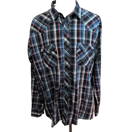 Chemise Wrangler Western Manches Longues Bleue et Rouge Taille XXL
