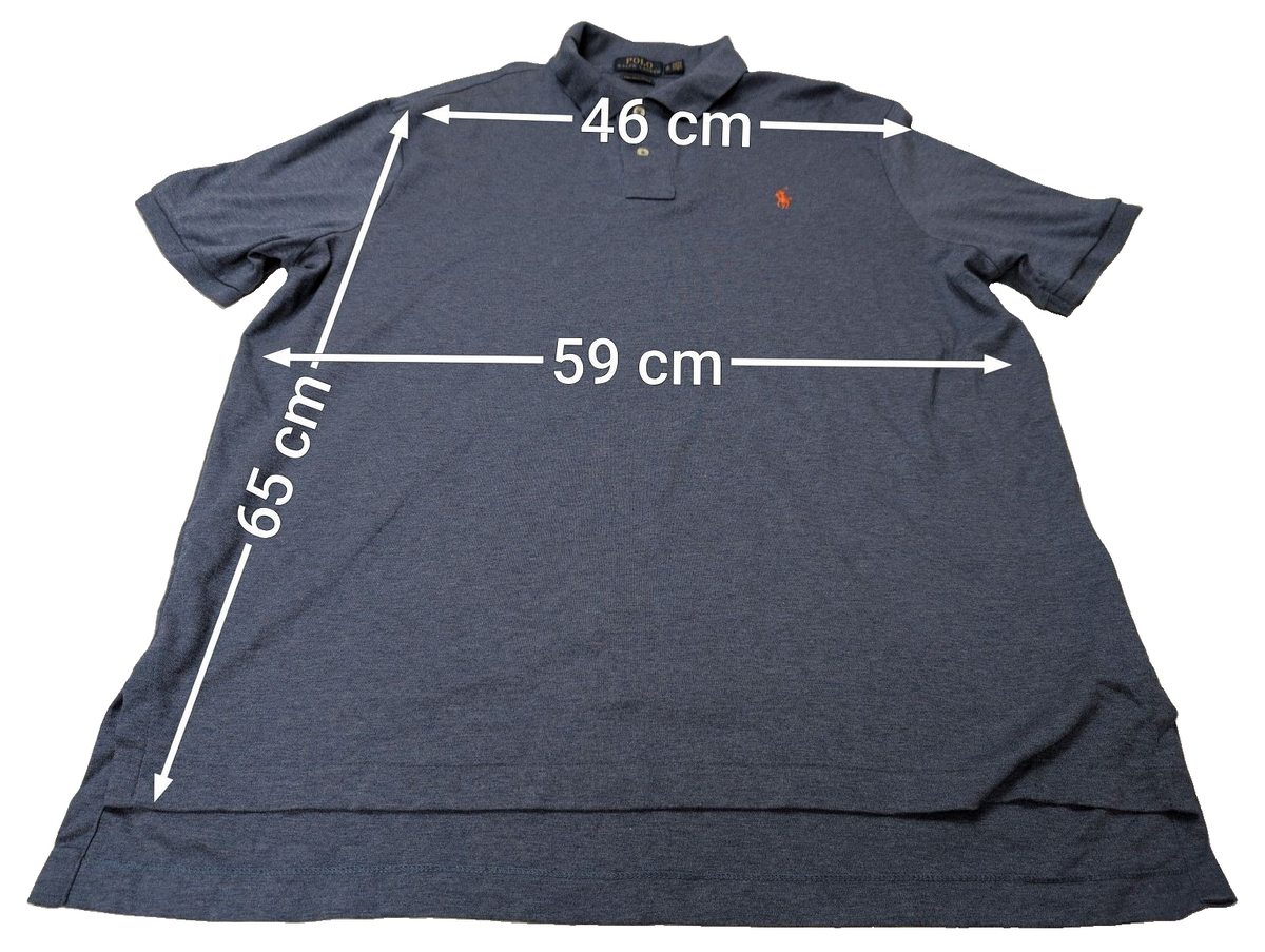 Polo manches courtes Polo Ralph Lauren XL bleu chiné logo orange Pima Soft Touch