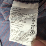 Chemise Nautica S Bleu Rayures Rouges 100% Coton Logo Poche Manches courtes