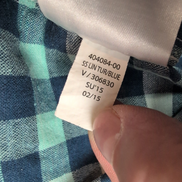 Chemise Banana Republic 100% Lin Bleu Vert Carreaux Manches Courtes Taille XL