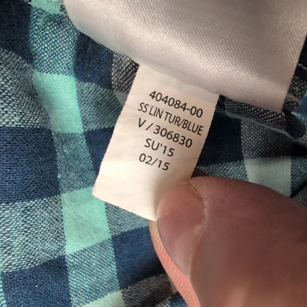 Chemise Banana Republic 100% Lin Bleu Vert Carreaux Manches Courtes Taille XL
