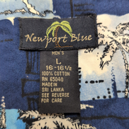 Chemise hawaïenne Newport Blue XL bleu palmiers 100% coton manches courtes