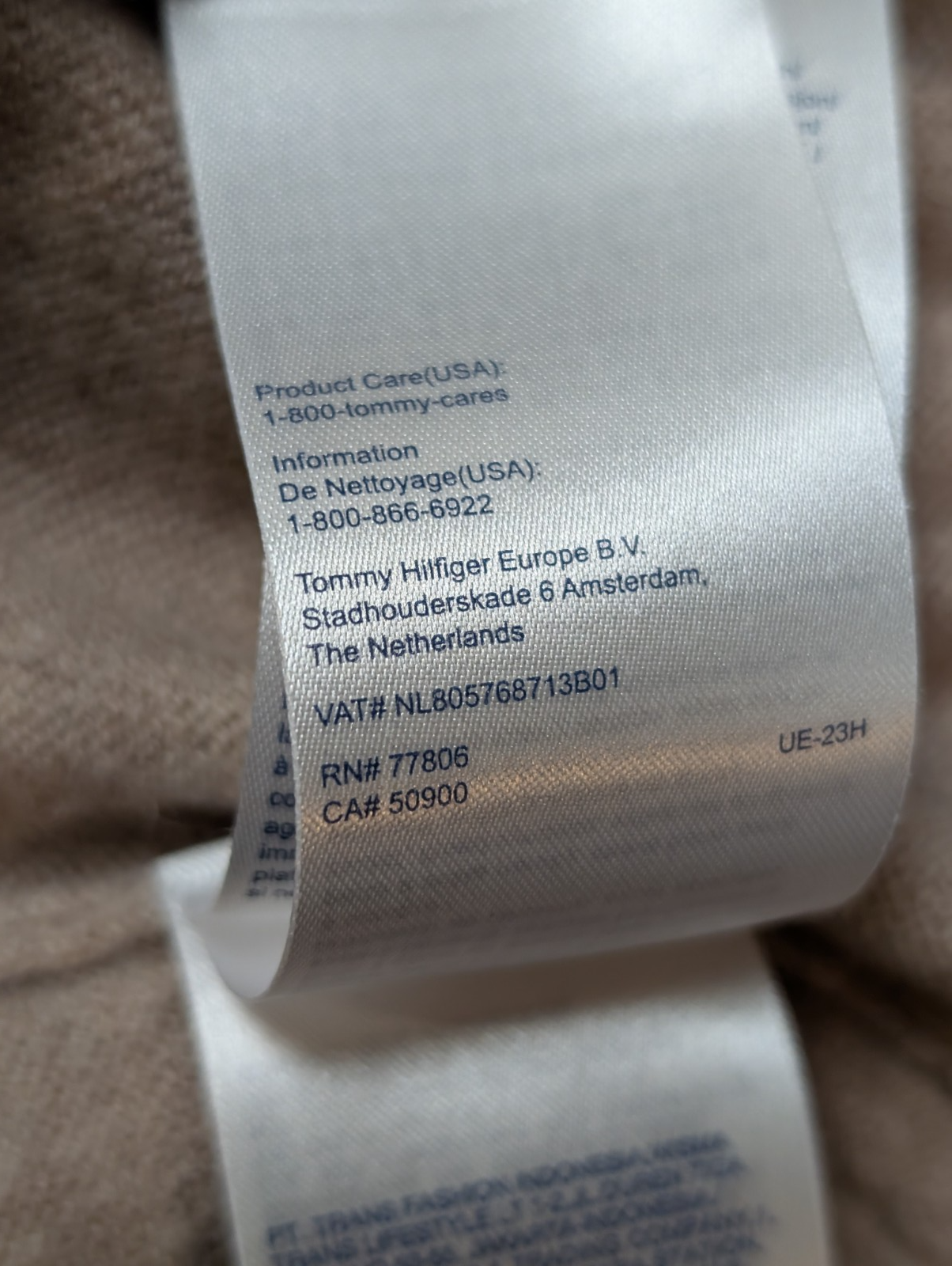 Pull Col V Tommy Hilfiger Marron Clair 100% Laine d'Agneau - Taille L / XL