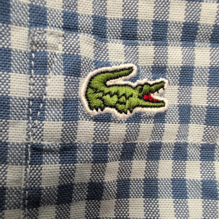 Chemise Lacoste 40 M Regular Fit Bleu Carreaux Coton Logo Brodé Poche