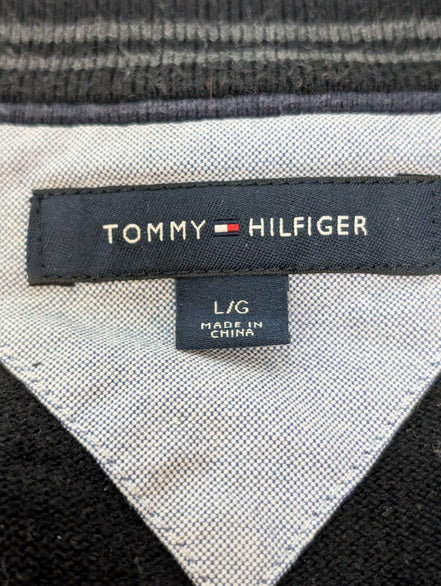 Pull Tommy Hilfiger Col V Noir Profond Manches Longues - Taille L