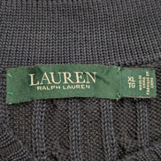 Pull LAUREN Ralph Lauren femme XL bleu marine torsadé col V rayures argentées