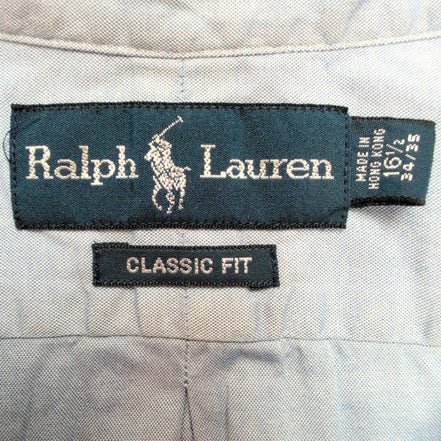 Chemise Ralph Lauren Classic Fit Bleu Clair Logo Bleu Marine XL Coton