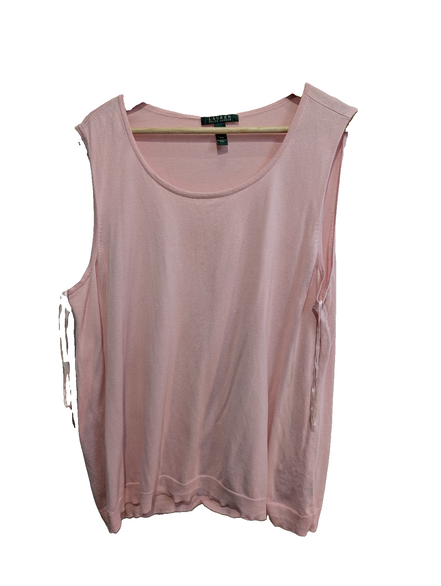Débardeur femme Lauren Ralph Lauren 3X XXXL rose pâle coton liens côtés