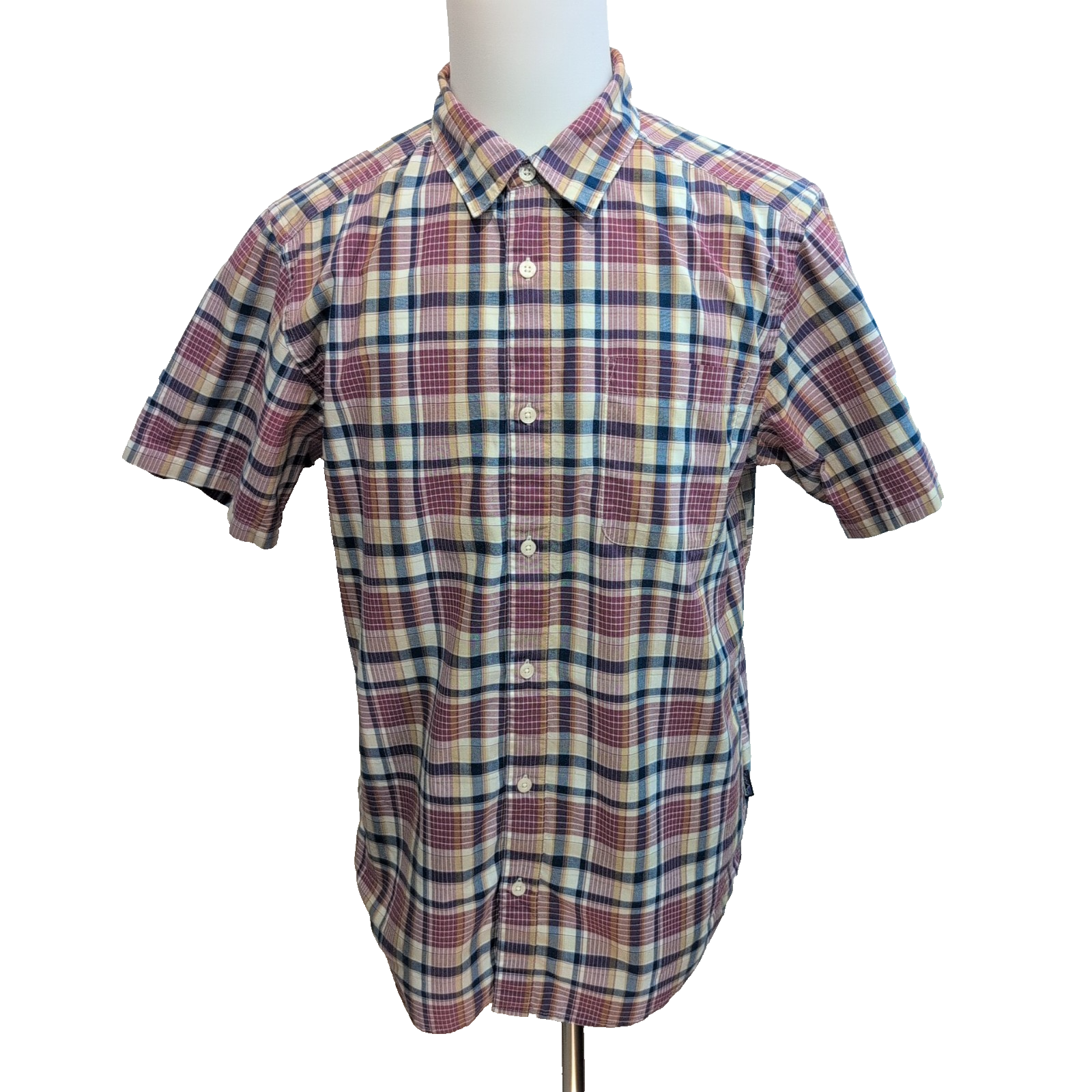 Chemise Patagonia L Bordeaux Carreaux Coton Organique Poche Homme