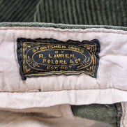 Pantalon Velours côtelé Polo Ralph Lauren W42 L30 Vert Bouteille Vintage