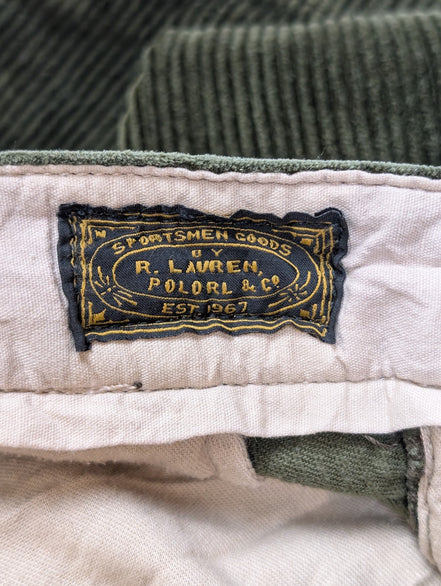Pantalon Velours côtelé Polo Ralph Lauren W42 L30 Vert Bouteille Vintage