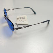 Lunettes de soleil Y2K Branche fine Sans Monture Ovale Bleu Métal Noir