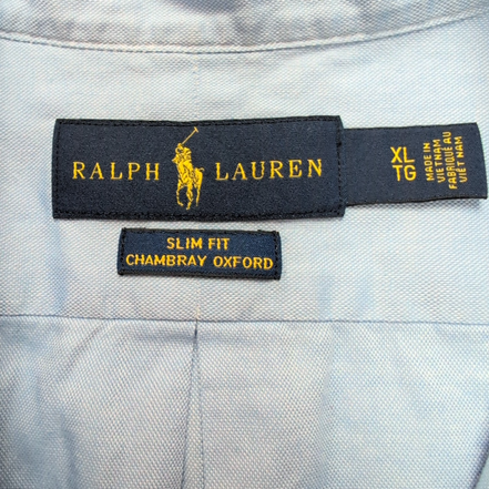 Chemise Ralph Lauren Slim Fit XL Chambray Oxford Bleu Manches courtes
