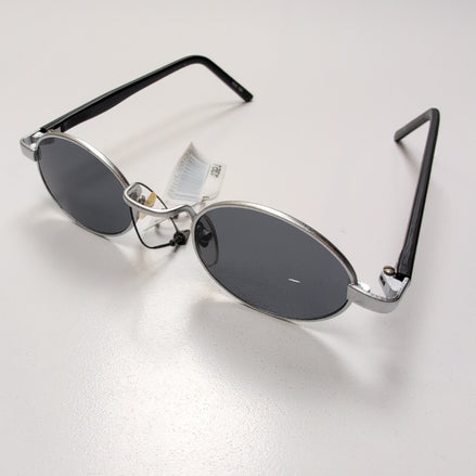 Lunettes de soleil Y2K Ovales Métal Gris et Branches Fines Noir Mat