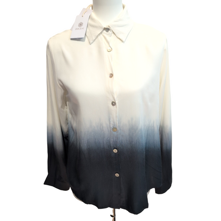 Chemise Hawaïenne Femme Emilie.K S Neuve Étiquette 100% Viscose Blanc Dégradé