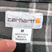 Chemise Carhartt M Flanelle Verte Grise Carreaux 100% Coton 2 Poches