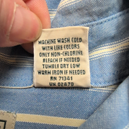 Chemise LL Bean bleu rayures crème XL (2XL) 1 poche boutons marbrés