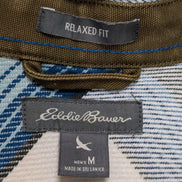 EDDIE BAUER Flanelle Bleu Blanc M Comme Neuve TACHE MINIME Coton Épais | 327S