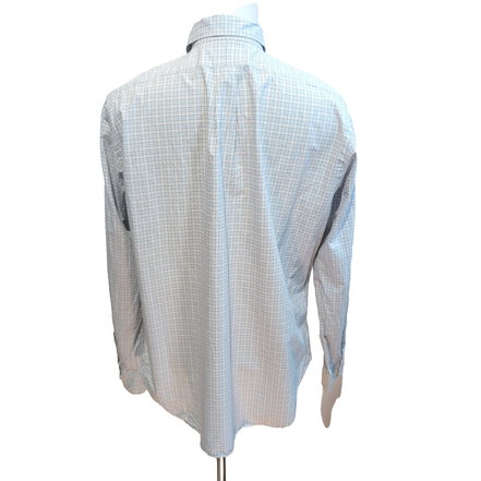 Chemise Ralph Lauren Classic Fit L Carreaux Blanc Bleu Coton