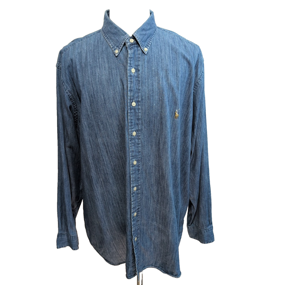 Chemise Polo Ralph Lauren 2XB 2XLT Jean Bleu QR Code Logo Marron