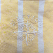 Chemise Nautica L Jaune Pâle Rayures 100% Coton Logo Boussole Rare