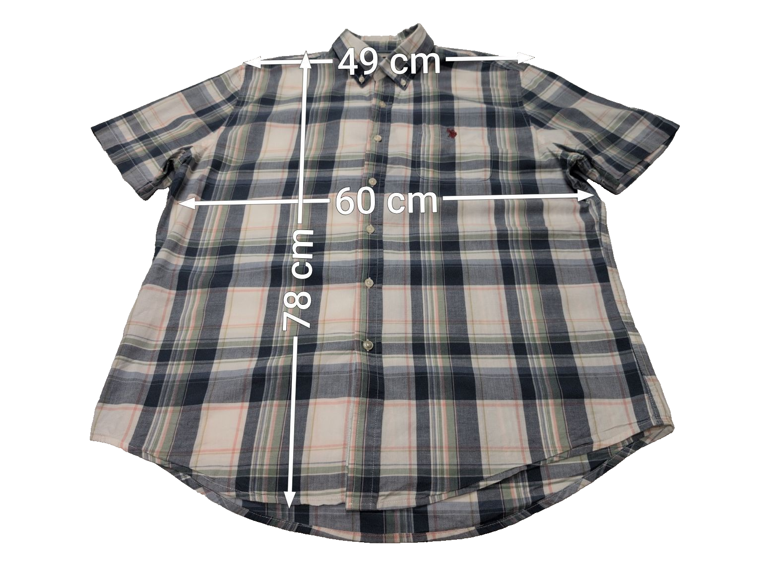 Chemise U.S. Polo ASNN manches courtes à carreaux logo rouge taille XL #252msch