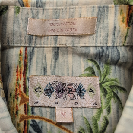 Chemise Hawaïenne Campia Moda Verte Voiliers Palmiers Coton Taille M