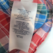 Chemise Chaps rouge à carreaux lin et coton workwear manches courtes à poche XL
