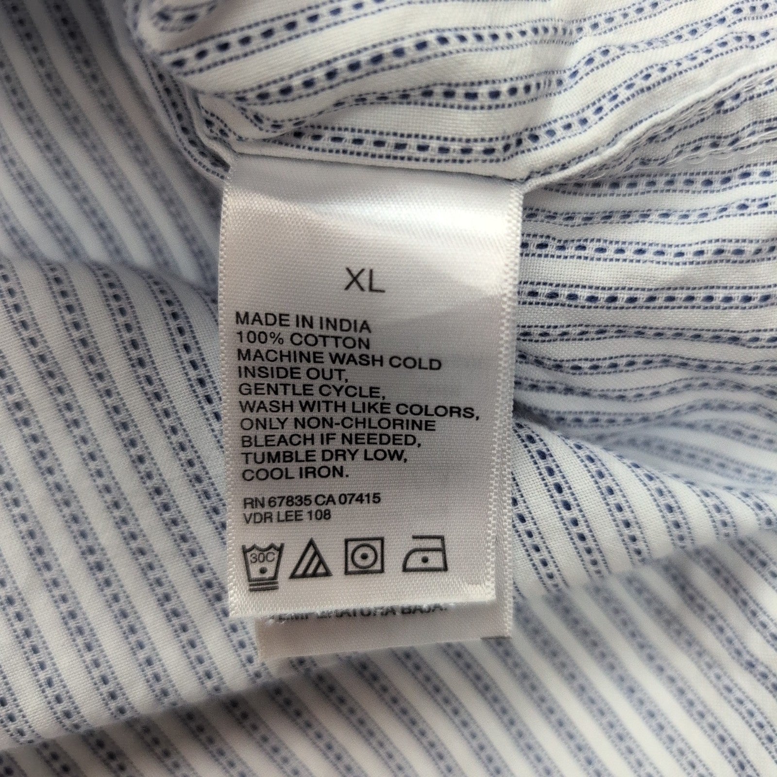 Chemise Nautica Jeans Co XL Bleu Rayures Manches courtes Poche Logo Brodé