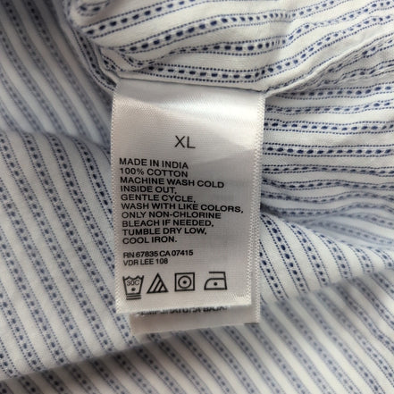 Chemise Nautica Jeans Co XL Bleu Rayures Manches courtes Poche Logo Brodé
