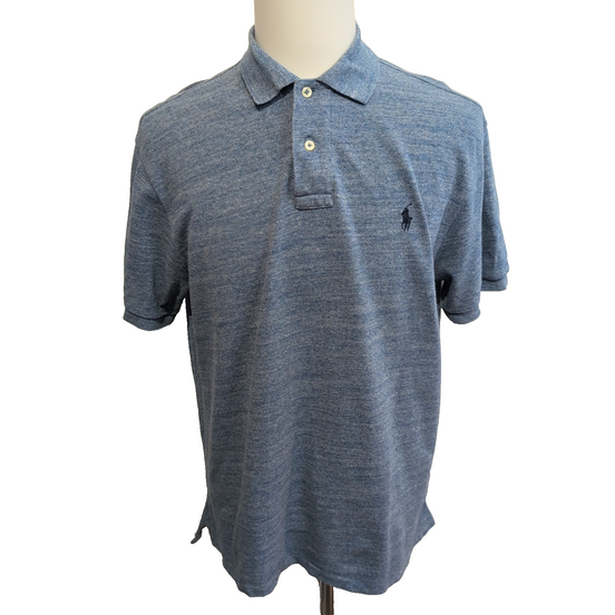 Polo Ralph Lauren Homme XL Bleu Chinée Logo Bleu Marine Polo Manches Courtes
