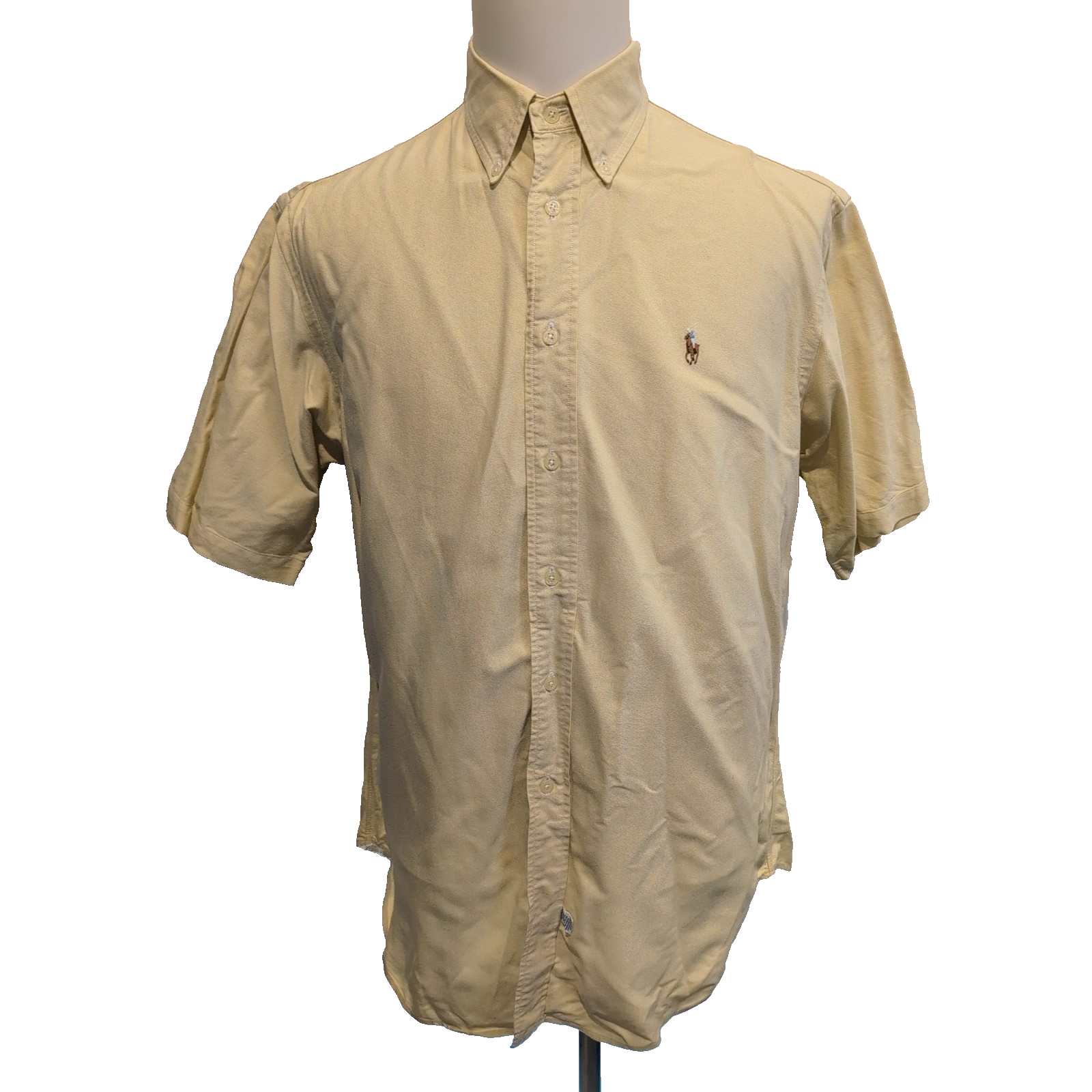 Chemise Shirt Ralph Lauren Jaune Vintage Button Down Manches Courtes L