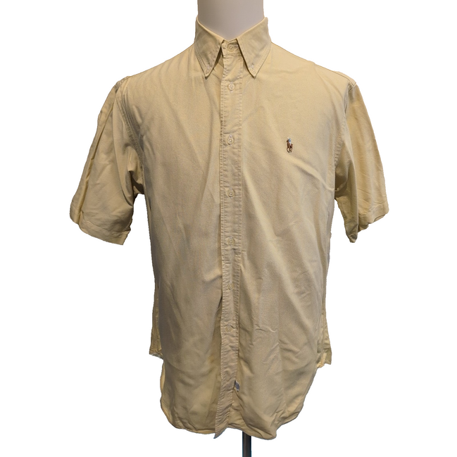 Chemise Shirt Ralph Lauren Jaune Vintage Button Down Manches Courtes L