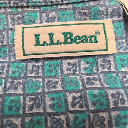 Chemise L.L. BEAN Homme XL Verte à Motifs Géométriques Manches Courtes Poche