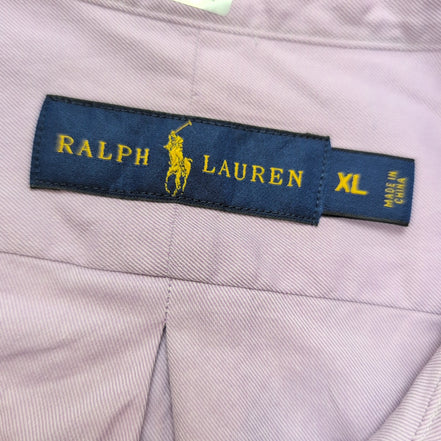 Chemise Ralph Lauren XL Lilas 100% Coton Logo Vert Clair manches longues