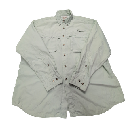 Chemise L.L. Bean nylon vert pastel uni 2 poches manches longues  taille L