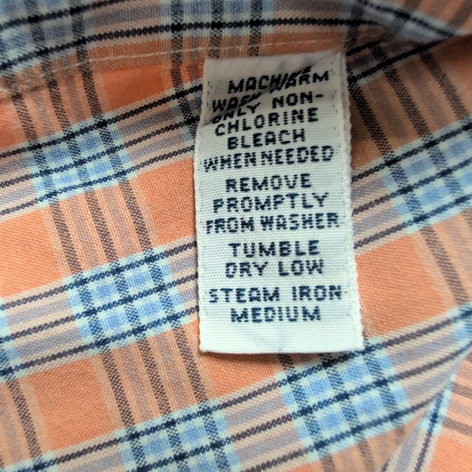 Chemise Ralph Lauren L Orange Carreaux Logo Bleu Manches Longues